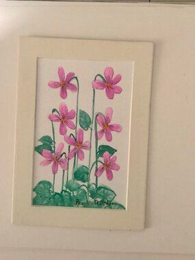 Pink Violets Watercolor Painting